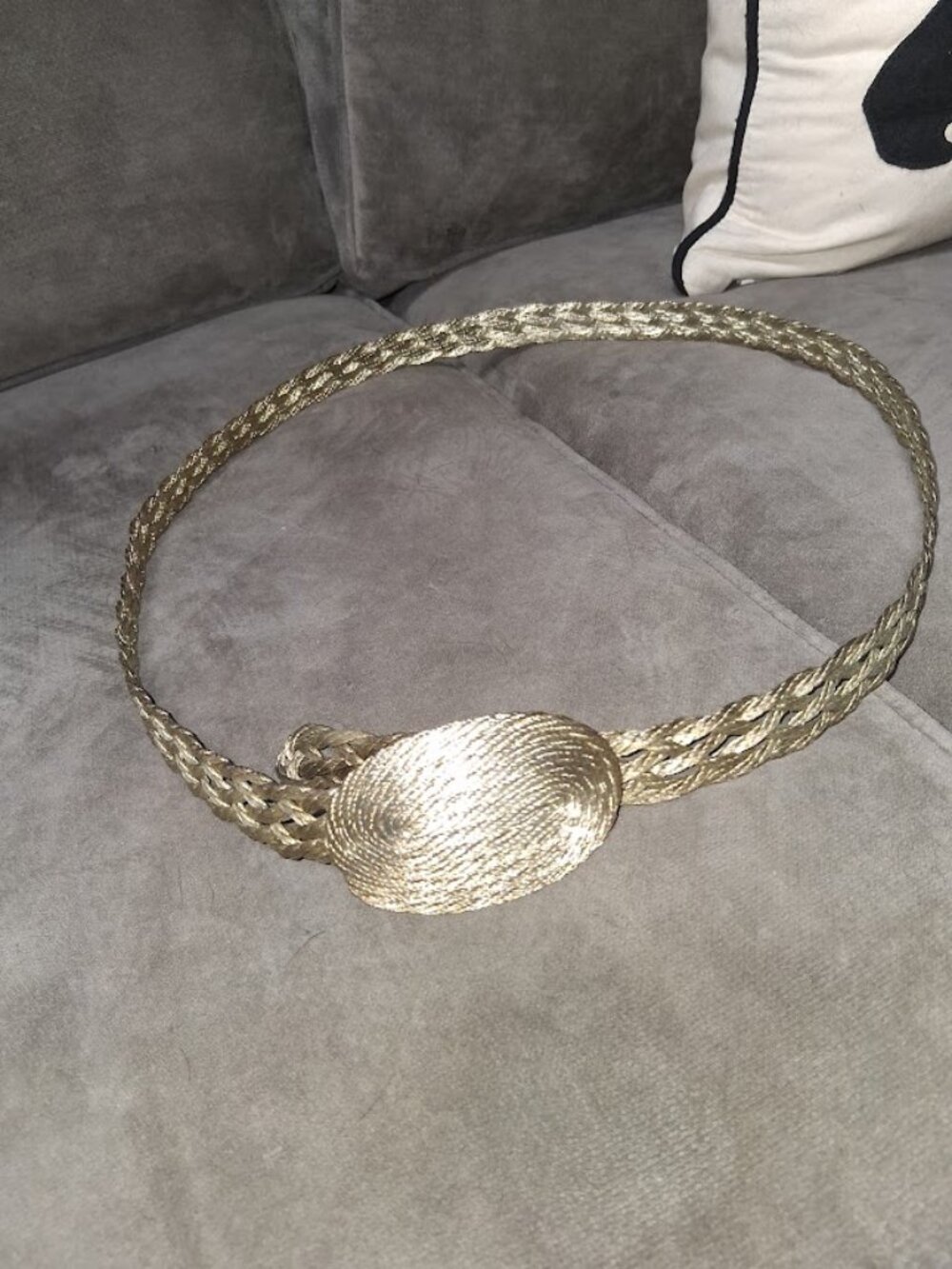 Vintage Gold Tone Woven Wire Braided Adjustable Belt